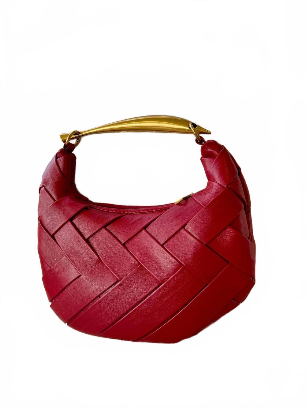 NEW URBAN EXPRESSIONS women's kelsey faux leather woven handbag in red